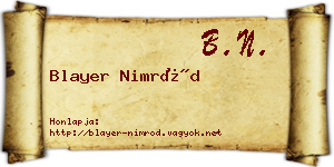 Blayer Nimród névjegykártya